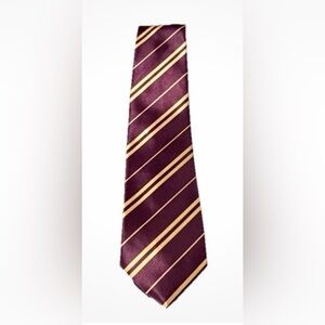 Harry Potter Gryffindor Inspired Tie - Burgundy & Yellow Striped Necktie Preppy
